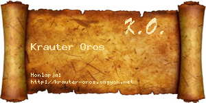 Krauter Oros névjegykártya